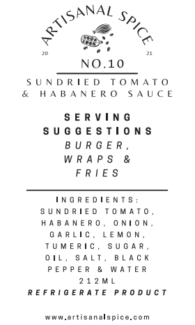 No. 10 Sundried Tomato and Habanero Sauce - Artisanal Spice